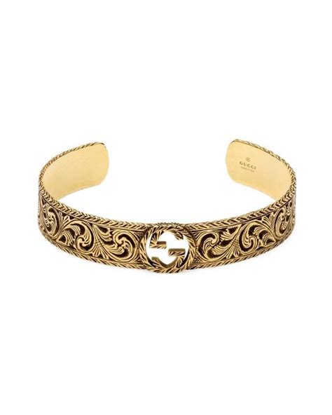 gucci yba579827001|Gucci Yellow gold bracelet with Interlocking G.